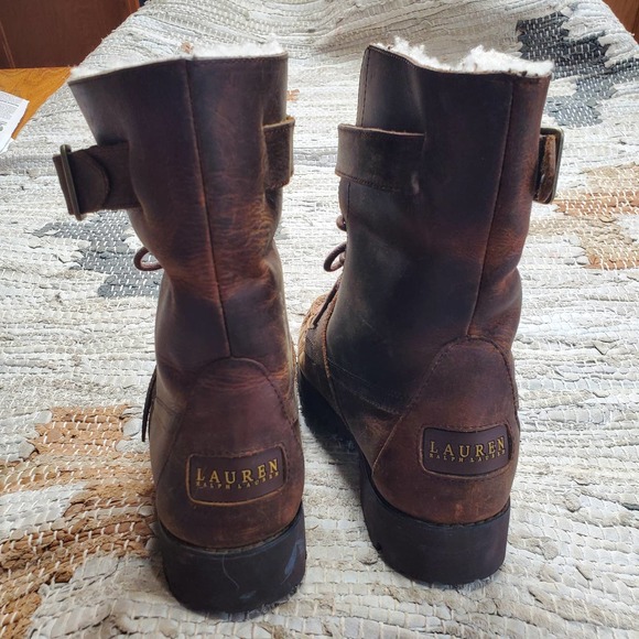 Lauren Ralph Lauren Major Moto Harness Lace Up Boot 7.5 - Picture 5 of 9